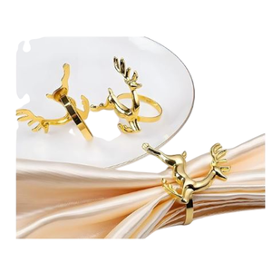 Servilleteros de Metal con acabado dorado de diseño Vintage, decoración de mesa de alta calidad con servilletero de copo de nieve, lazo de tejido, precio al por mayor - Product Image 3