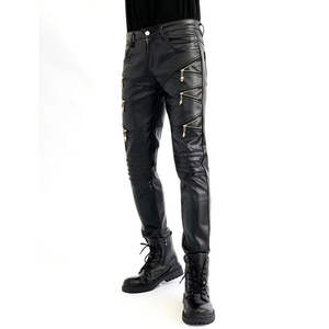 Pantalon en cuir pour homme personnalisé de haute qualité, style urbain, coupe droite, respirant, imperméable et écologique - Product Image 3
