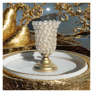Vente en gros de bougeoir en or de luxe pour cadeau de mariage avec perles de cristal pour la décoration de la maison de mariage - Product Image 4
