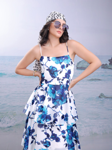 ชุดเดรสแบบหลายชั้นยาวถึงน่องสำหรับผู้หญิง - Product Image 4