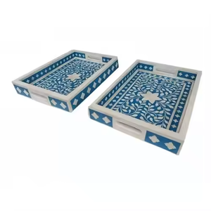 Top Quality Tray with Mother of Pearl Inlay Handmade Resin Tray with MDF <b>Handle</b> for Home Kitchen Restaurant Serve and Decoration - Product Image 6