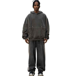 Sudadera con Capucha de Alta Calidad para Hombre, con Logotipo Personalizado, Invierno, Ecológica, 100% Algodón, Felpa, Estilo Vintage, con Pedrería, Manga Larga - Product Image 1