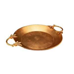 ถาดเสิร์ฟอาหารโลหะอะลูมิเนียมทรงกลมดีไซน์ยาวถาดเสิร์ฟอาหารทำจากโลหะสำเร็จรูปสีทอง - Product Image 4