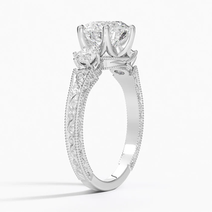 Anillo de compromiso de joyería personalizada fina de oro blanco de 14K con diamantes cultivados en laboratorio VVS de corte redondo más vendidos para regalos de mujer - Product Image 3