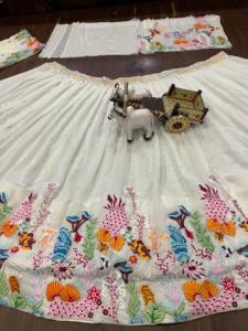 Élégant Premium Lehenga Choli Coding Fox Georgette 9 aiguilles brodées de paillettes fonctionnent avec Cancan & Canvas Patta - Product Image 5