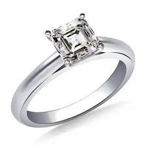 AAA+ Quality 3.25 Ct Vvs1-Asscher Near White Moissanite Diamond Engagement <b>925</b> <b>Silver</b> <b>Ring</b> Cus-Jew38 - Product Image 1