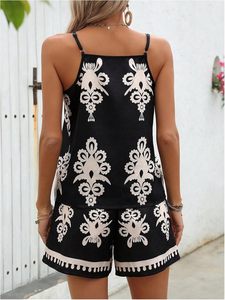 Maillot de bain femme 2 pièces couverture Beachwear Outfit Boho Cami Top et short Set Casual Beach Wear Vacation Suit American Style - Product Image 6