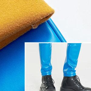 Nueva llegada de los hombres de cintura alta pantalones de cuero hecho a medida de talla grande patrón recto con logotipo impreso Material de la tela Venta en línea - Product Image 5