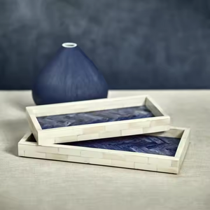 Lujosa bandeja con incrustaciones de hueso con asa Elegante Servidor de café, té y bebidas para el hogar, hotel y restaurante con la mejor calidad - Product Image 1