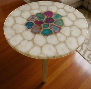 หินอาเกตขัดเงาทำมือ ของตกแต่งบ้านหรูหรา รูปแบบดอกไม้ทางศาสนา ทำจากเรซิ่น สีสั่งทำพิเศษ สำหรับวางบนโต๊ะระดับไฮเอนด์ - Product Image 2