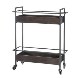 Metal Iron Two Three Tier Bar <b>Cart</b> for Home & Hotels Industrial Rustic Serving Style <b>Rolling</b> <b>Cart</b> White Wash Finished - Product Image 5