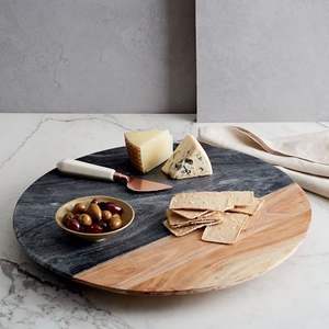 ARTIASH-Tabla decorativa de acero inoxidable Besafe para cortar mármol y madera de acacia, bandeja para queso y mármol, tabla para servir con asa - Product Image 3