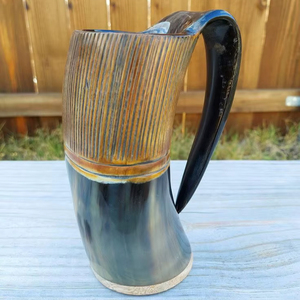 แก้วมักมีหูหิ้วทำจากเขาควายธรรมชาติเป็นมิตรต่อสิ่งแวดล้อมทันสมัยคุณภาพสูงสำหรับเบียร์ไวน์ทุ่งหญ้าดื่มฮอร์น - Product Image 6