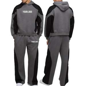 Ensemble sweat-shirt et pantalon de survêtement pour homme, coupe régulière, blocs de couleur, streetwear, surdimensionné, léger, imprimé, 100% coton, pantalon évasé - Product Image 5