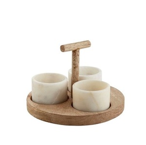 Organizador de mármol y madera soporte de exhibición tri-tono con cuchara dorada soporte de almacenamiento decorativo de 3 niveles organizador funcional moderno - Product Image 2