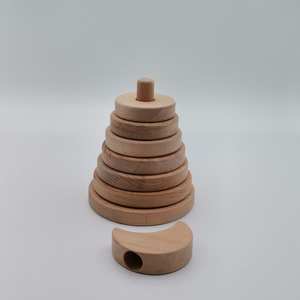 Apilador de madera Montessori para bebés, juguetes de apilamiento para niños pequeños, respetuoso con el medio ambiente - Product Image 5