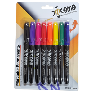 Pennarelli Permanenti Colorati Confezione Blister da 8 Pezzi - Product Image 1