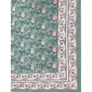 Hand Block Printed 100% Cotton Double Bedsheet Pillow Covers Eco-Friendly Classic Floral <b>King</b> <b>Size</b> <b>Sheets</b> 3-Piece Set for Home - Product Image 2