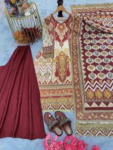 Pijama Kurta con estampado de rayón con conjunto Dupatta para mujeres y niñas. - Product Image 5