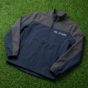 Chaqueta deportiva informal ligera con cuello alto y cremallera, color azul marino y gris, para hombre, cortavientos para exteriores. - Product Image 2