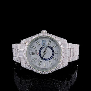 Montre en moissanite de style en gros, entièrement sertie de diamants, VVS1, montre haut de gamme avec mouvement ETA - Product Image 1