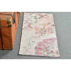 Alfombra Turca de 1.9x3.8 pies, Alfombra Vintage, Alfombra de Lana con Puntos Blancos - Product Image 1