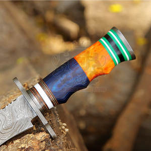 Cuchillo de Caza de Hoja Fija Premium, Acero de Damasco, Mango de Madera, OEM, para Campamento y Supervivencia al Aire Libre, Punta de Caída, Borde Recto - Product Image 2