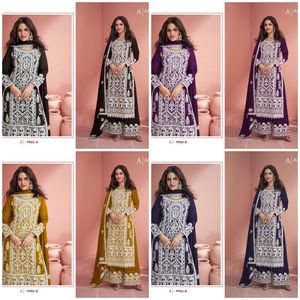 Salwar Kameez Palazzo Suit avec Heavy Faux Georgette Coton Broderie Séquence Travail Costume de Mariage pour Femmes - Product Image 5