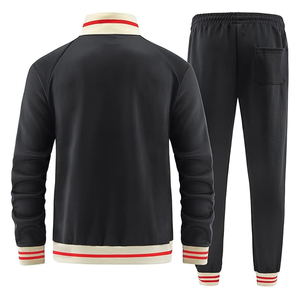 Conjunto de Top de cuello redondo para entrenamiento físico al aire libre, ropa deportiva con cremallera completa y logotipo personalizado, conjuntos de Jogger gris de tendencia superior para hombres - Product Image 3