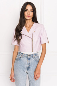 Veste courte en cuir de mouton véritable UK Shop pour femme respirante avec décorations brodées à rayures perlées - Product Image 6