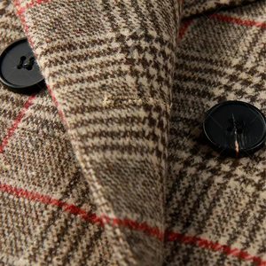 Blazer en laine mélangée tissée unie anti-plis à bouton unique pour femme, broderie 3D, col en V, vêtement d'extérieur automne-hiver - Product Image 5