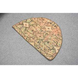 Tapis en laine Patchwork vert beige classique 2.5 X 1.5ft tapis rectangulaires turcs faits à la main pour adolescent vivant en latex pour couloir chambre à coucher - Product Image 2