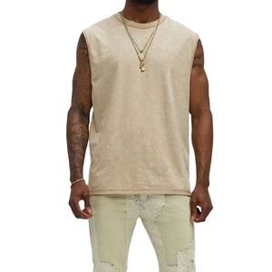 Fabricant OEM en gros de gilets streetwear tendance, coupe longue, col rond, design délavé, ample, oversize, vintage, respirant, tricoté - Product Image 2