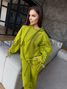 ชุดวอร์มสตรียอดนิยมจากนักออกแบบชุดกางเกง100% ผ้าฝ้ายใส่สบายชุดวิ่งสำหรับเด็กผู้หญิงชุดกางเกงมีฮู้ดสไตล์ทรงหลวม - Product Image 2