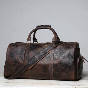 Vintage Leather Duffle <b>Bag</b> with Zipper Closure Reusable for Travel & Gym Unisex <b>Overnight</b> <b>Bag</b> - Product Image 5