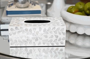 Caja de Pañuelos Ecológica al por Mayor con Incrustaciones de Nácar, Forma Rectangular, Incrustaciones de Concha Blanca, Lujo para Baño, Decoración, Suministros para Hoteles - Product Image 6
