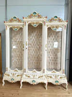 Chaise de salle à manger de luxe en acajou de style baroque français, artisanale en bois massif, écologique, avec vitrine en fer, mobilier d'intérieur antique