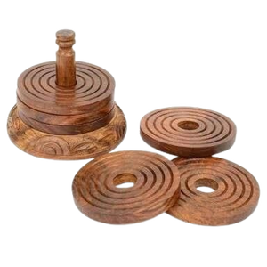 Juego de posavasos de 6 piezas de madera de acacia con soporte, nuevas alfombrillas y almohadillas para tazas de té para el hogar, posavasos de vajilla de resina de madera - Product Image 1