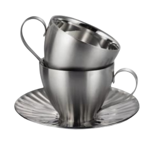 Fantastique Design Acier Tasse À Thé Et Soucoupe Brillant Poli Tasse À Thé Meilleure Qualité Hôtel Vaisselle Tasse Avec Soucoupe - Product Image 4