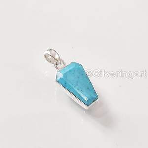 Women's Pendant Natural Turquoise Gemstone December Birthstone <b>Valentine</b> <b>Gift</b> Handmade Jewelry 925 Sterling Silver Pendant - Product Image 4
