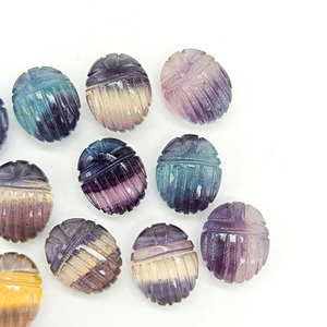 Cuentas de piedras preciosas talladas de escarabajo de fluorita AAA, piedra tallada de escarabajo de fluorita Natural para colgante, fabricación de joyas egipcias de 12mm - Product Image 3