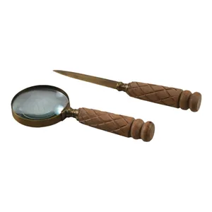 Nautische Verzamelbare Handheld Vergrootglas/Vergrootglas Met Papiersnijder Elegant Houten Handvat Voor Nauwkeurig Lezen