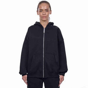 Sweat-shirt pour femme de haute qualité fabriqué par le fabricant, surdimensionné, à fermeture éclair, sans cordon, en coton brodé, respirant, lourd - Product Image 4