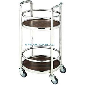 Chariot de meubles traditionnels faits à la main Art créatif Chariot de service décoratif pour la maison à 2 niveaux de la meilleure qualité pour la nourriture et le désert - Product Image 4