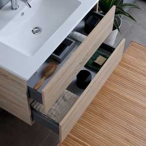 90cm Oak Drawers <b>Wall</b>-Hung Bathroom Cabinet with Belize <b>Mirror</b> Elegant Sink <b>Set</b> - Product Image 4