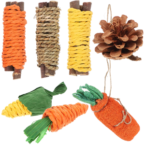 Juguetes de conejo, hámster de madera Natural, conejito, juguetes para masticar, mascota pequeña, conejillo de indias, juguetes, bolas de ratán de hierba - Product Image 6