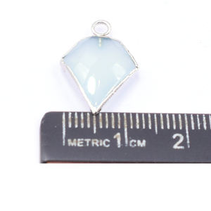 Calcedonia Aqua de 15-17 MM con forma de diamante de fianza, Colgante de Piedra Natural Chapado en plata, hallazgos de joyería de piedras preciosas, piedra de nacimiento de marzo - Product Image 3