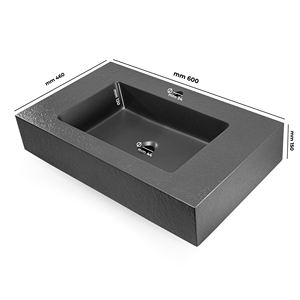 Gaia antracite 60x46x15 cm lavabo a sospensione finitura ninna nanna marmo asfalto 46x60x15 cm confezione - Product Image 2