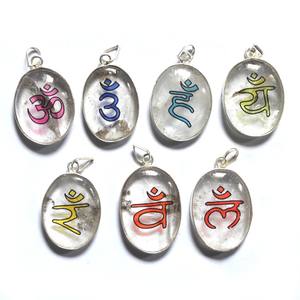 Pendentifs pentagramme gravés en Agate noire: pendentif Chakra en gros-pendentifs gravés - Product Image 6