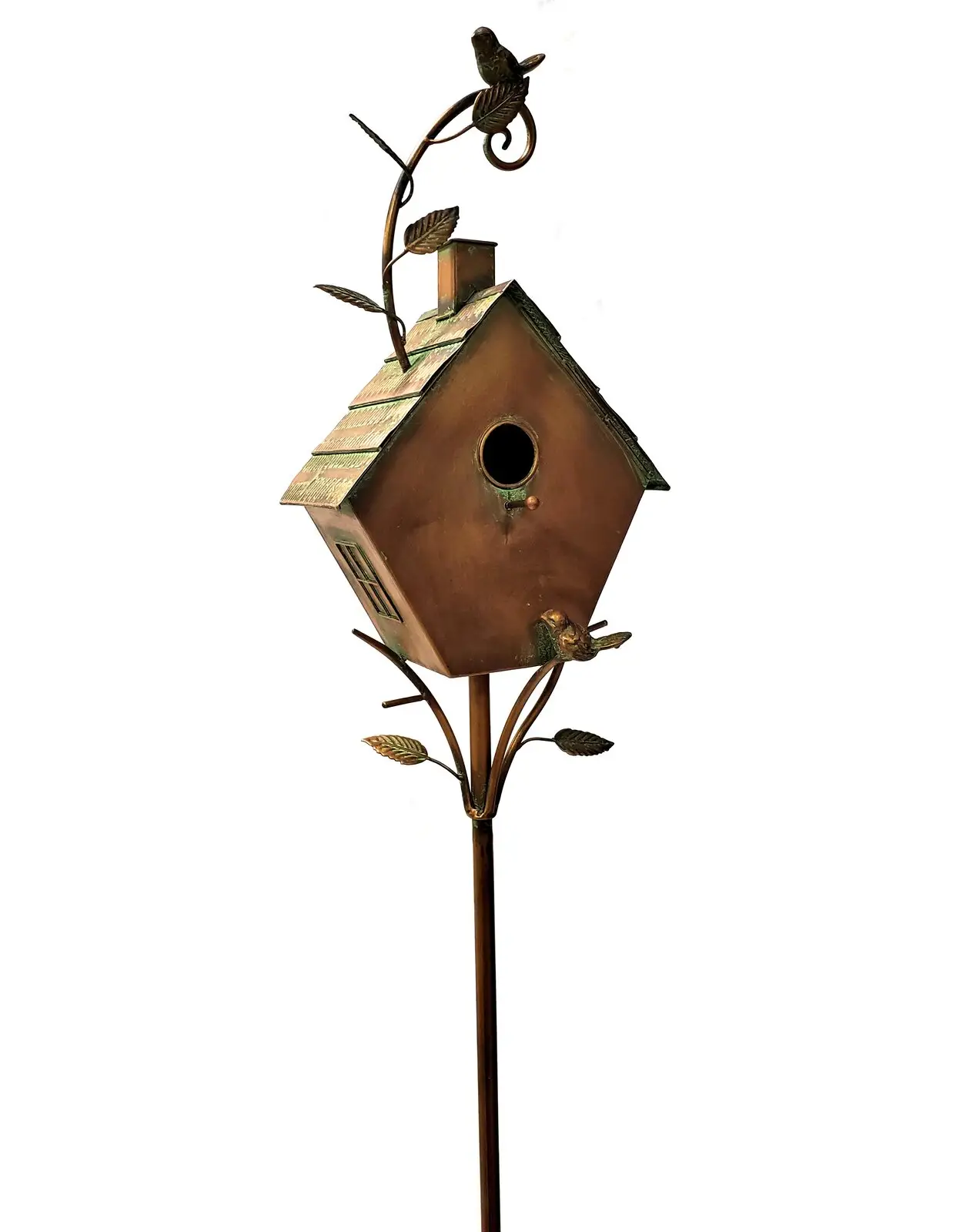 New Style Bird House Free Standing On Three Prong Garden Stake Adorn Your Front Lawn Walkway Or Outdoor Garden Living